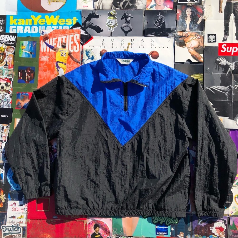 Vintage 80’s Augusta Black Blue Windbreaker jacket
